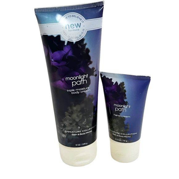2 pc Bath & Body Works Moonlight Path Triple Moisture Body Cream Full & Travel